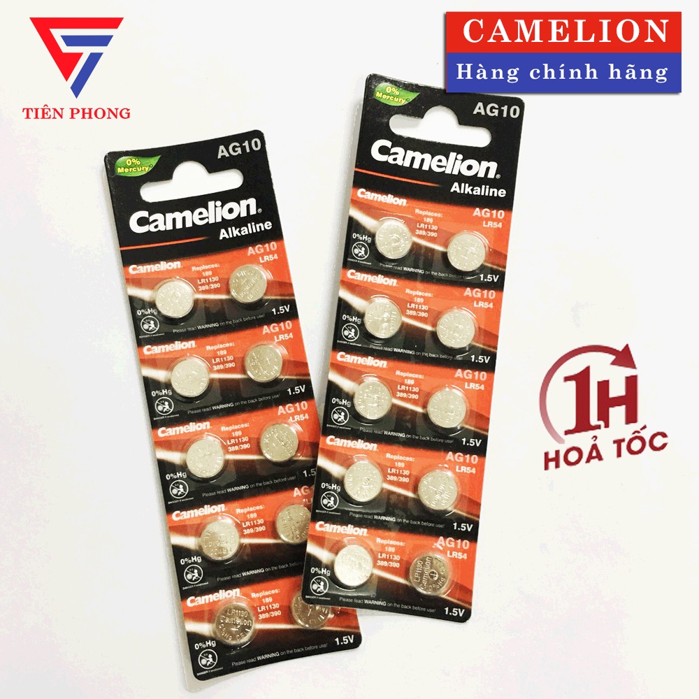 Vỉ 10 viên pin AG10 LR54 LR1130 thay máy tính Casio, PIN CAMELION LR1130