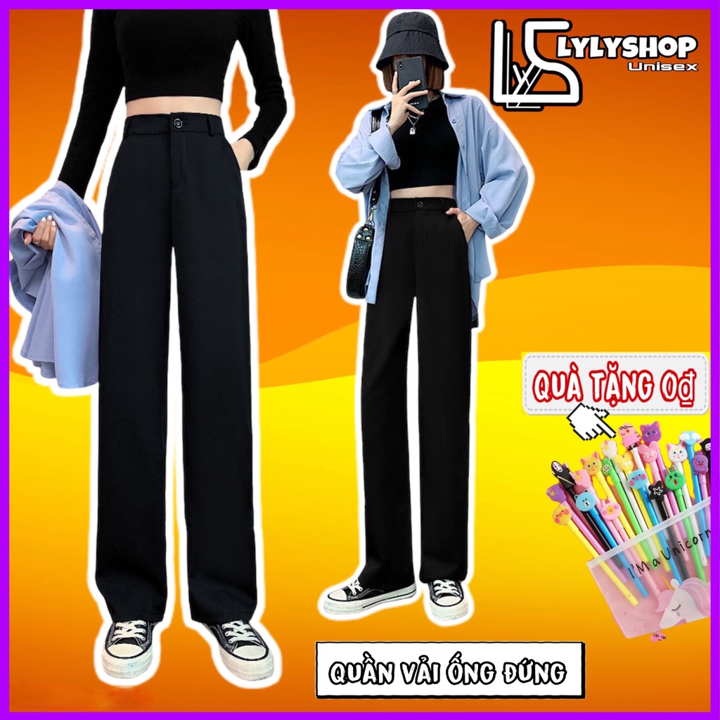 Quần ống đứng nữ LylyshopUnisex, kiểu quần dài ống suông vải tuyết cát đứng dáng mặc đi học đi chơi đi làm