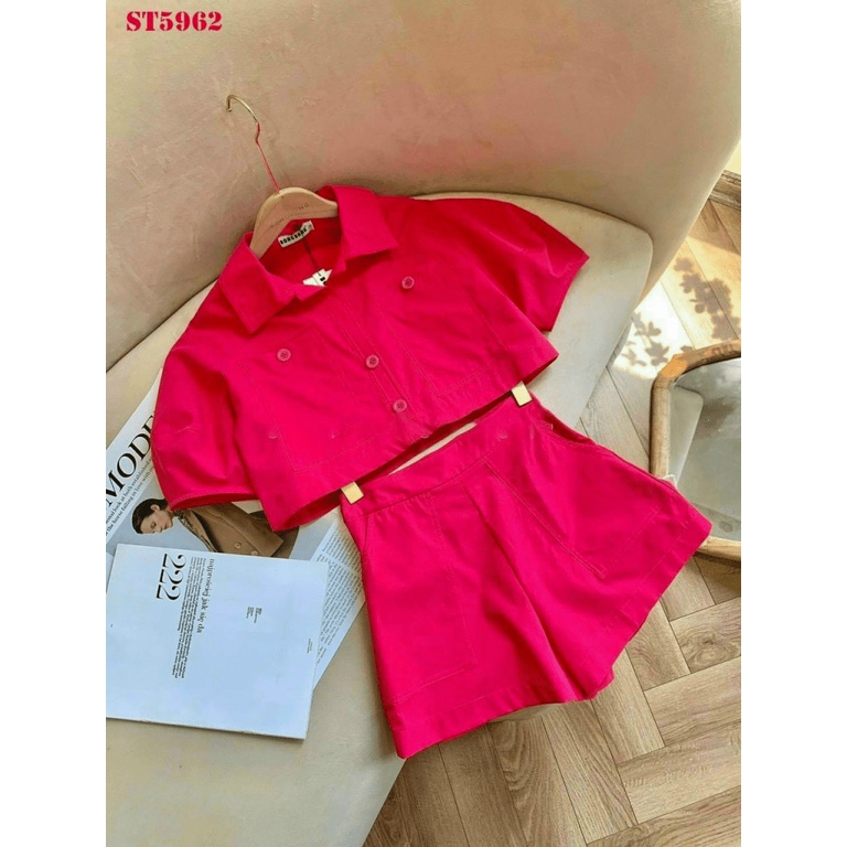 (Free Ship) STES TUYẾT MƯA ÁO SƠ MI TAY LỠ CÁCH TÂN DÁNG NGẮN PHỐI QUẦN SHORT CÙNG MÀU TRẺ TRUNG ĐẸP XUẤT SẮC UP Shop VL