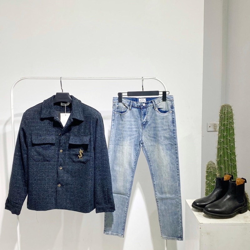 Quần Skinny Jean Bò Nam Màu Xanh Trơn Đơn Giản Năng Động Bảnh Trai, From Chuẩn