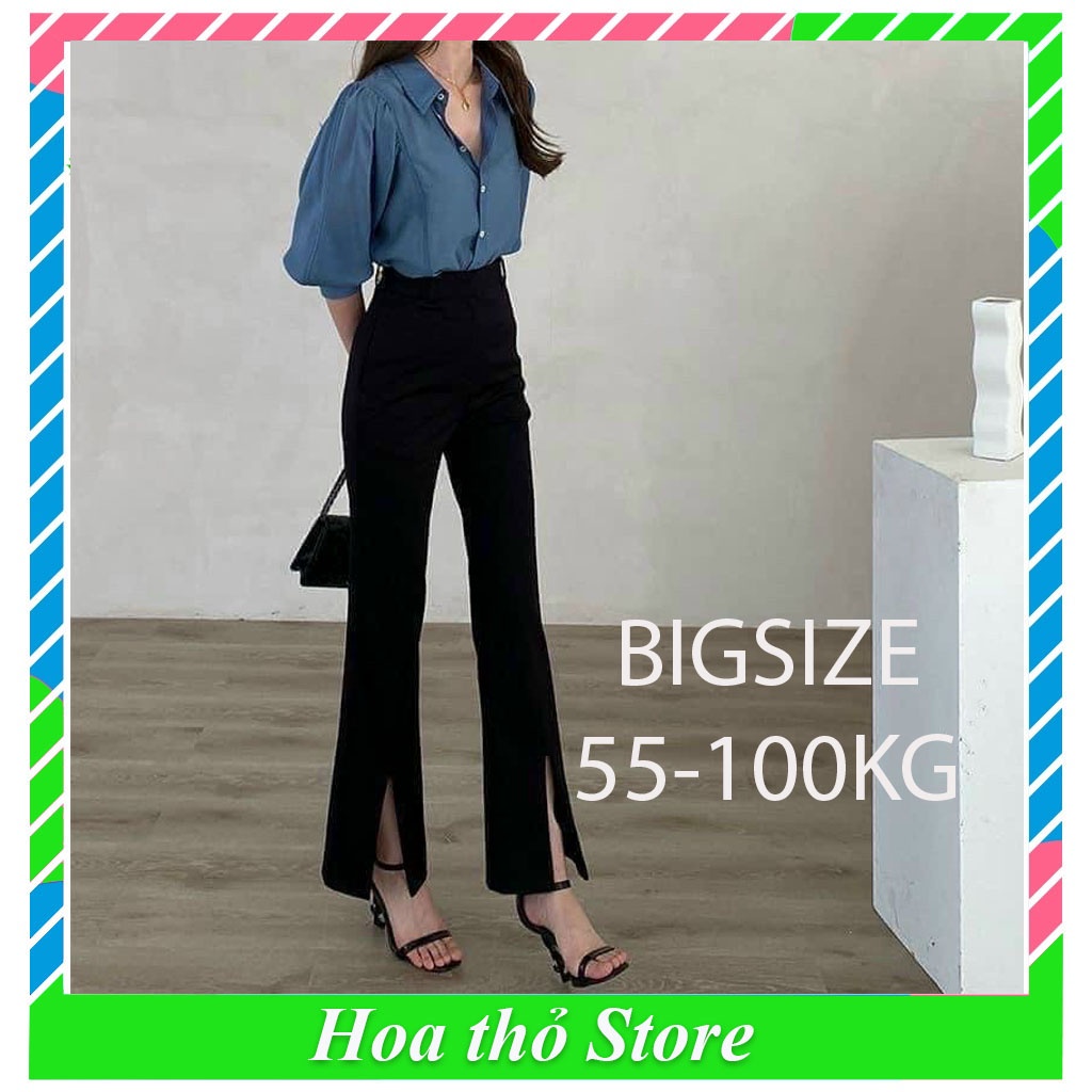 Quần ống loe Nữ Cạp Cao Dáng Dài, quần tây nữ Ống Loe xẻ gấu Xinh Tôn Dáng
