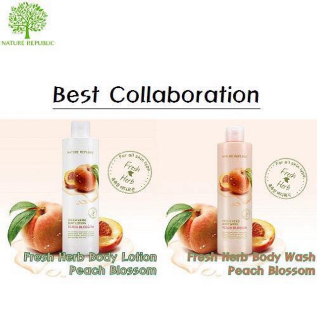 SỮA TẮM/SỮA DƯỠNG THỂ NATURE REPUBLIC FRESH HERB PEACH BLOSSOM BODY WASH/LOTIO