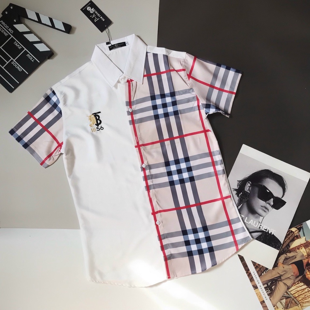 Áo sơ mi nam tay ngắn giá rẻ thêu logo BBR mẫu mới giá rẻ vải mặc mát cao cấp VBSHOP007