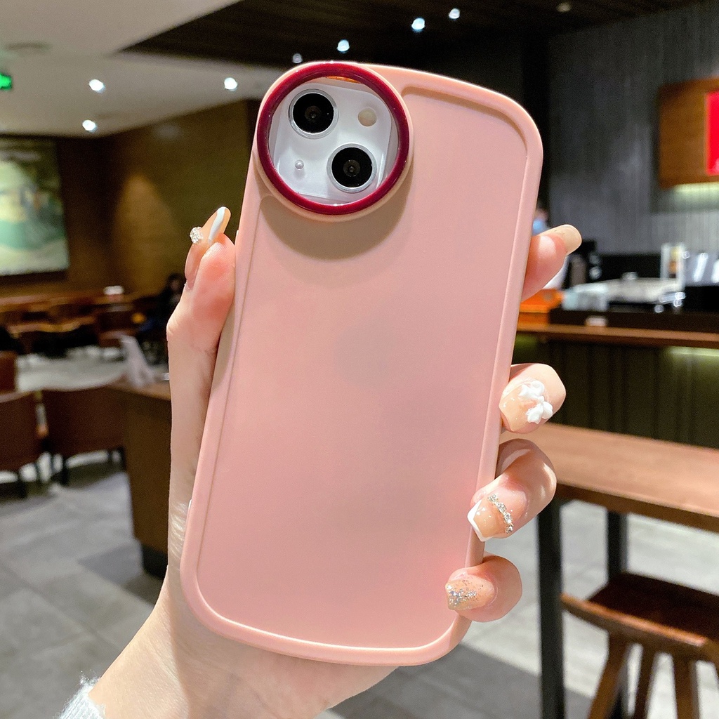 Ốp Điện Thoại Màu Trơn Chống Sốc Phối Lỗ Tròn In Hình Hoạt Hình Cho IPhone 7 8 Plus X XR XS Max 11 12 13 Pro Max