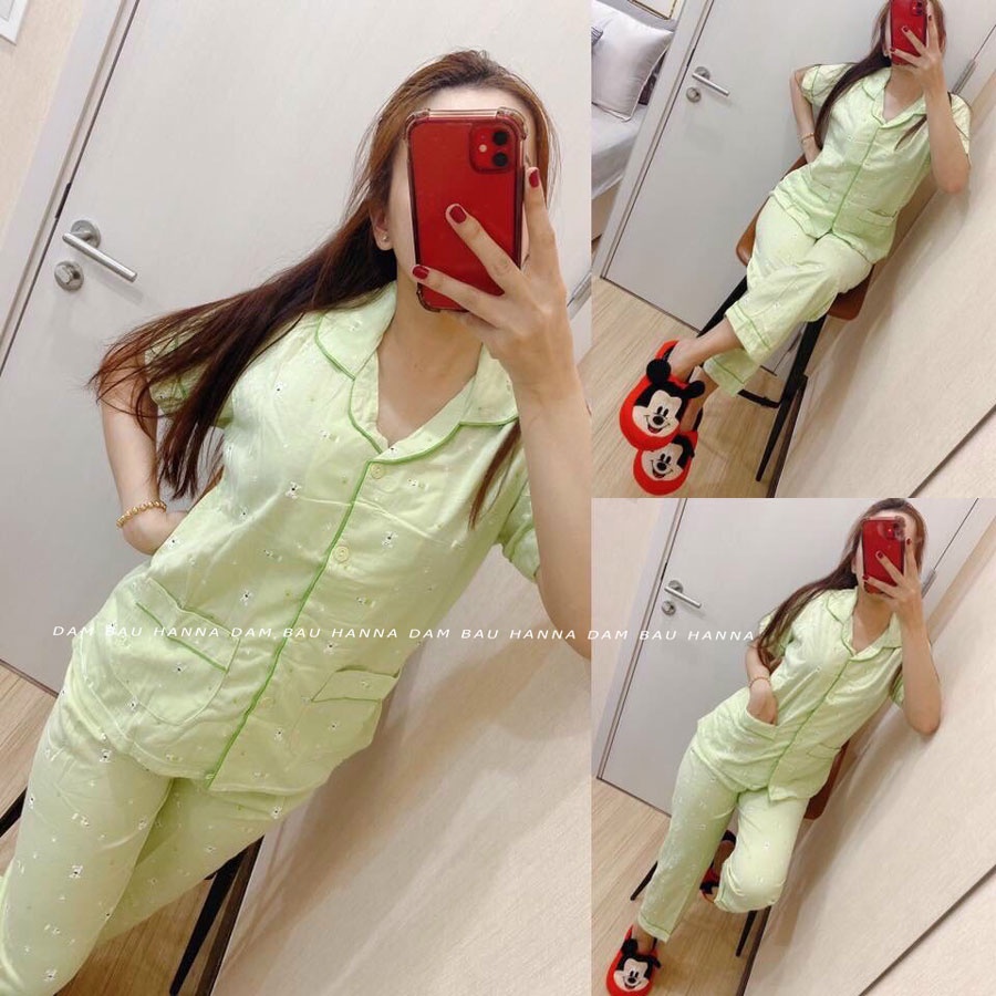 [HANNA] Đồ bộ bầu tay ngắn quần dài size 40-60kg mặc bầu và sau sinh cho bé ty tiện lợi thun cotton thoáng mát giá rẻ