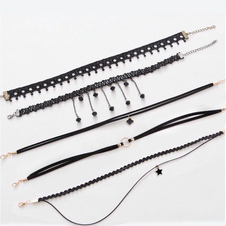 Vòng cổ Ren Đen Mặt Ngôi Sao Phong Cách Hàn Quốc