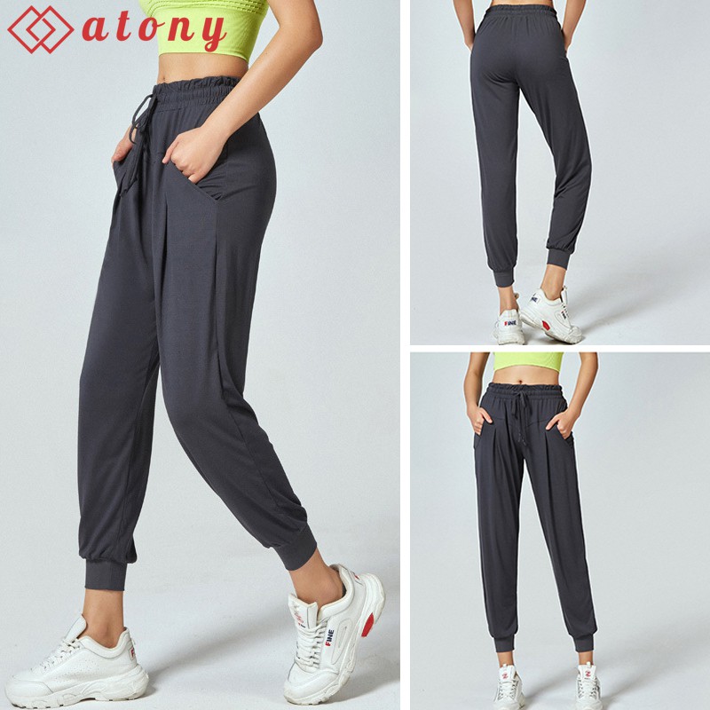 Quần Jogger thể thao, Quần Tập Gym Nữ ATONY Cao Cấp Lưng Thun, Có Dây Rút, Co Giãn 4 Chiều, Chất Đẹp