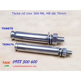 4 cái tắc kê nở, bu lông nở inox 304 M6, M8 chiều dài 70mm dùng gắn móc treo xích đu, móc treo ghế  - TKN670, TKN870