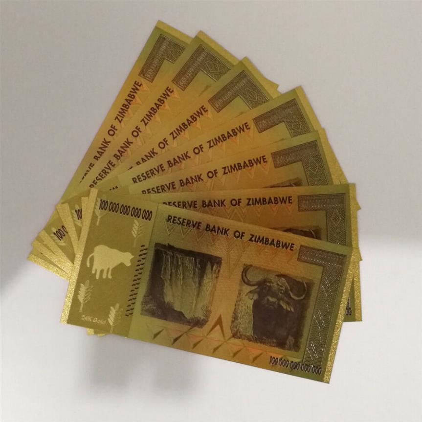 Combo 100 Tờ Zimbabwe 100 Ngàn Tỷ Plastic Mạ Vàng Siêu Đẹp - Phong Thủy May Mắn