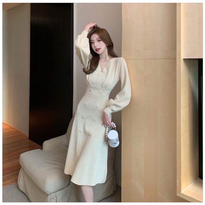 Đầm nữ cao cấp, thiết kế cổ V thanh lịch, xoè nhẹ duyên dáng NV0839