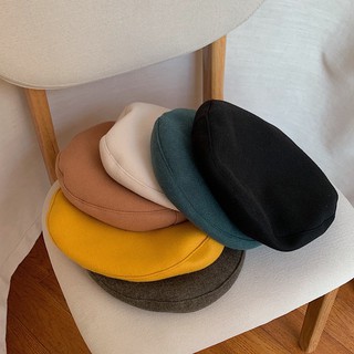 Mũ Beret Len Phẳng Màu Trơn Phong Cách Retro Nhật Bản Thời Trang Thu Đông Mới Dễ Phối Đồ
