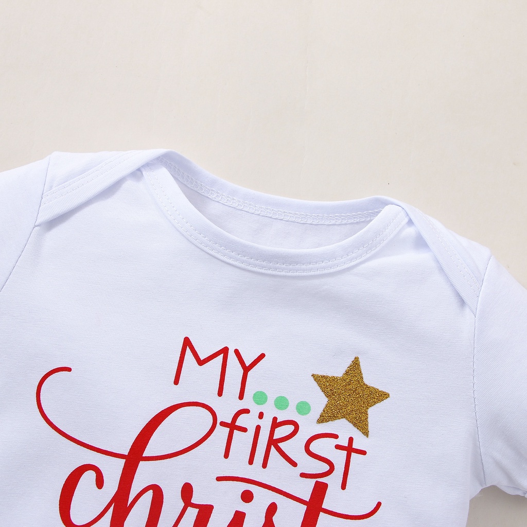 Bộ đồ 3 món BCBL gồm áo liền quần + chân váy tutu + băng đô nơ phong cách giáng sinh cho bé gái