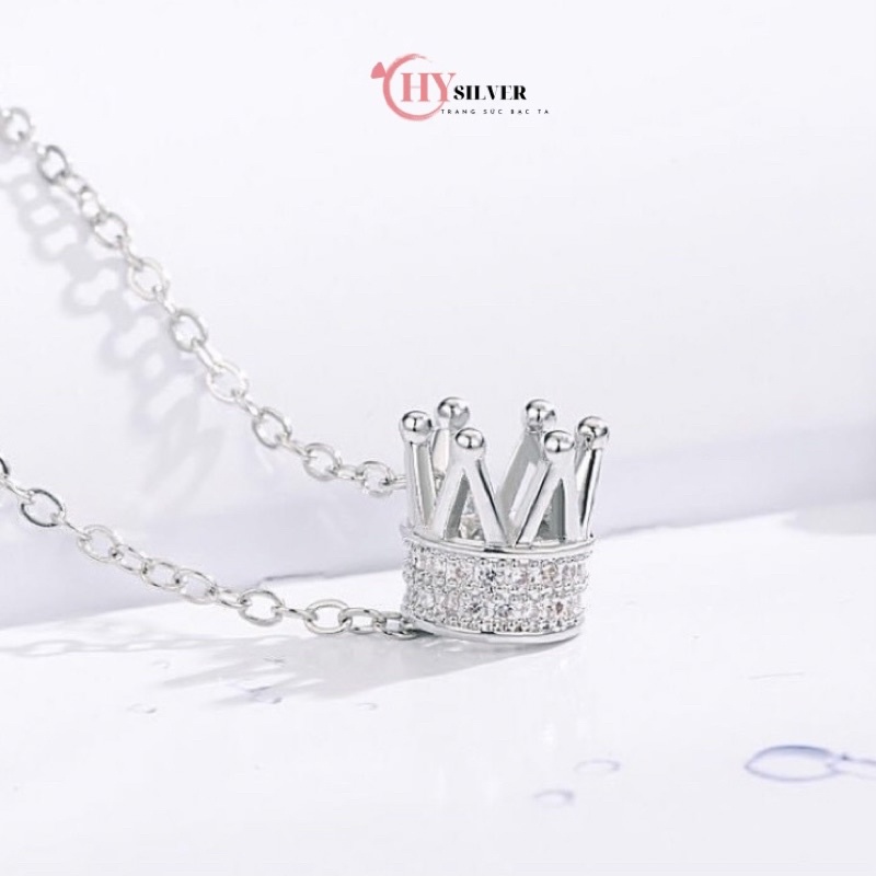 Dây chuyền bạc ta vương miện đính đá nhỏ xinh nữ tính dây chuyền nữ bạc thật giá rẻ