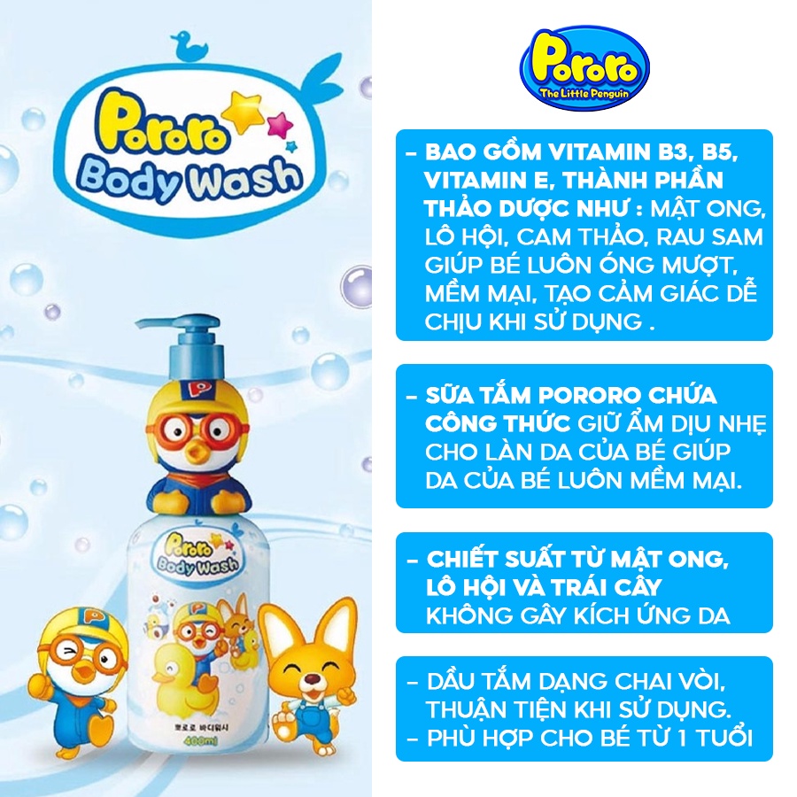 Sữa Tắm Trẻ Em Pororo Petty Body Wash Hàn Quốc 400ml