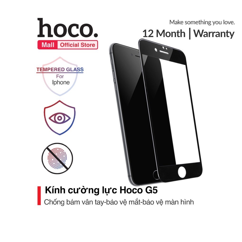 Táo Xanh Phụ Kiện - Kính Cường Lực Full Màn - Hạn Chế Vân Tay CHÍNH HÃNG Hoco G5