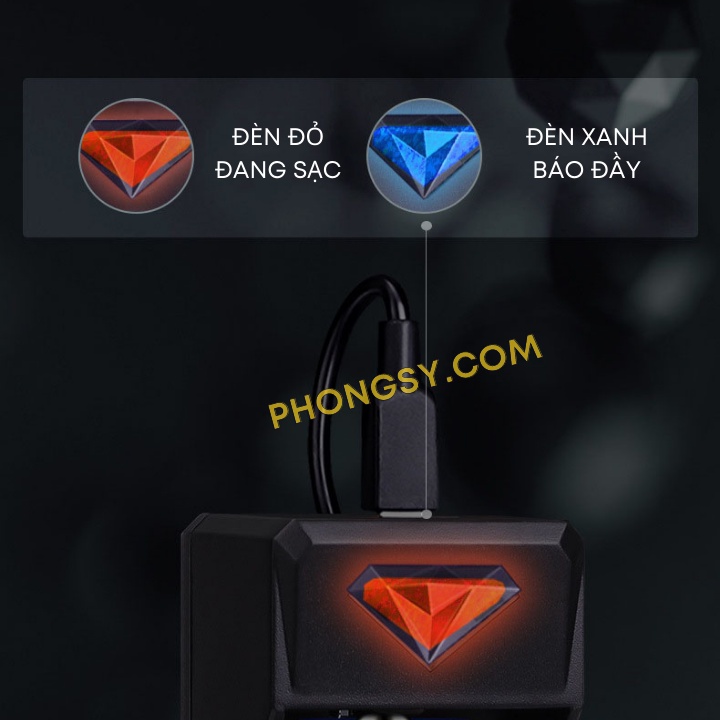 Bộ sạc pin thông minh tự ngắt 1 khe cắm USB cho Li-ion 18650 chính hãng Doublepow