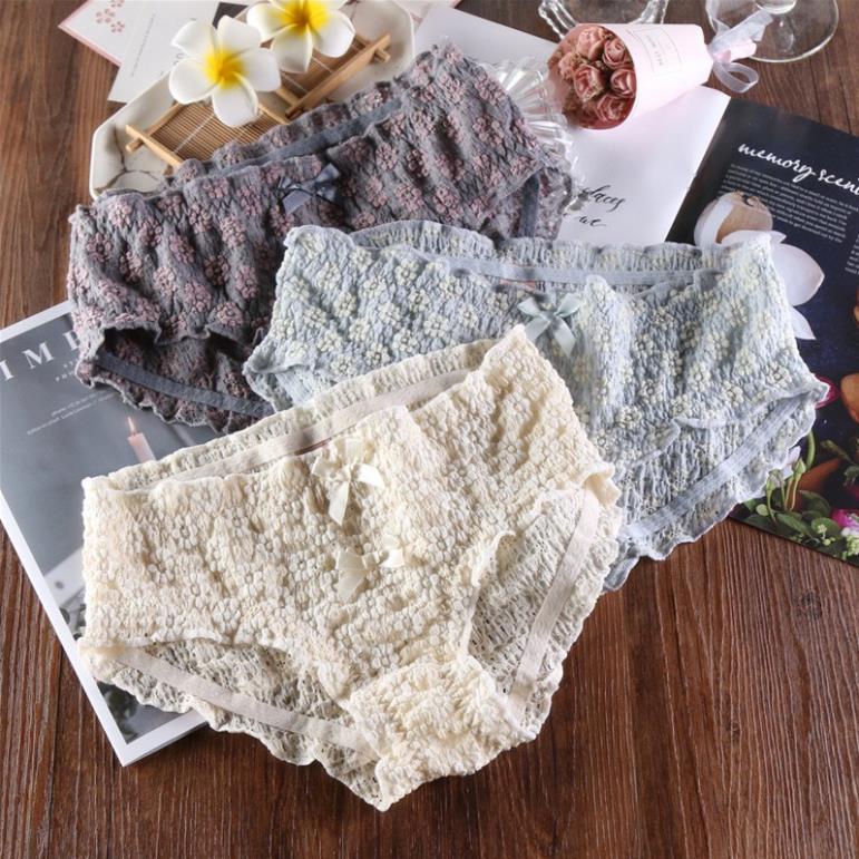 Quần Lót Nữ 4D Ren Nhúm Ngàn Hoa Nơ Xinh Xắn, Kháng Khuẩn Cao Cấp QL18 - LADY