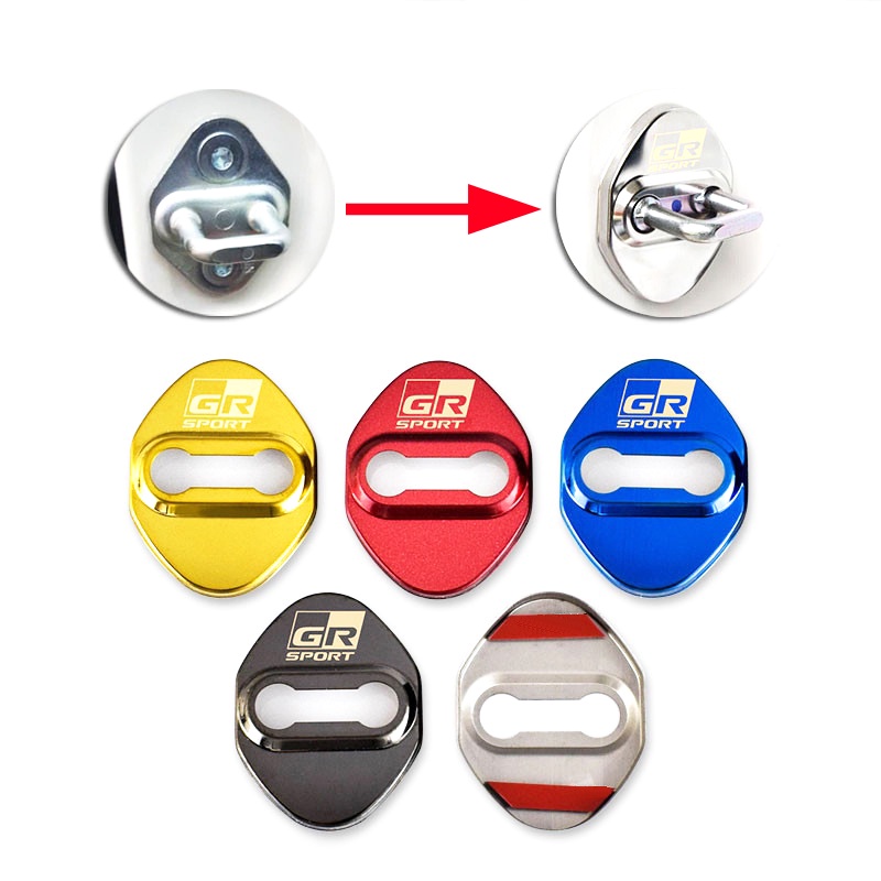 Khóa cửa ô tô Nắp đậy trang trí Bảo vệ Cờ biểu tượng Trường hợp cho phụ kiện Toyota GR Sport Corolla Avensis Yaris
