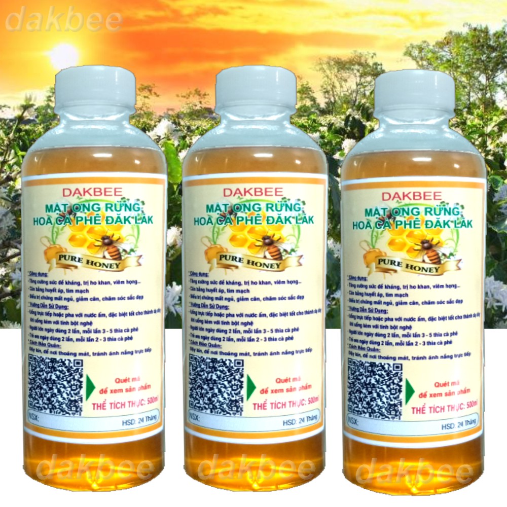 500ml Mật ong rừng hoa cà phê nguyên chất Daklak - bồi bổ cơ thể, sức đề kháng [ DAKBEE2 ] [GIÁ SẬP SÀN]