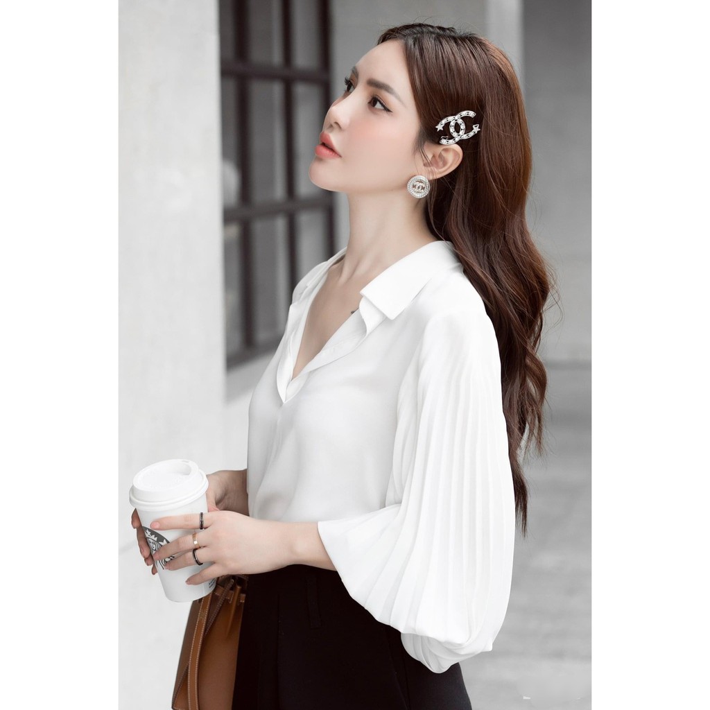 Áo Sơ mi nữ tay xếp ly cổ bẻ