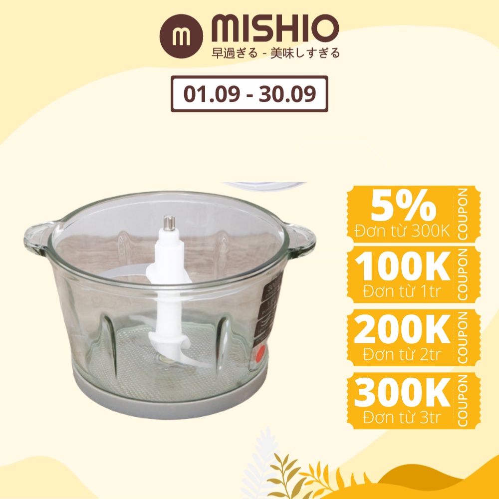Phụ kiện Cối thủy tinh 1.8L (máy xay thịt Mishio MK135 MK157) - không kèm nắp nhựa