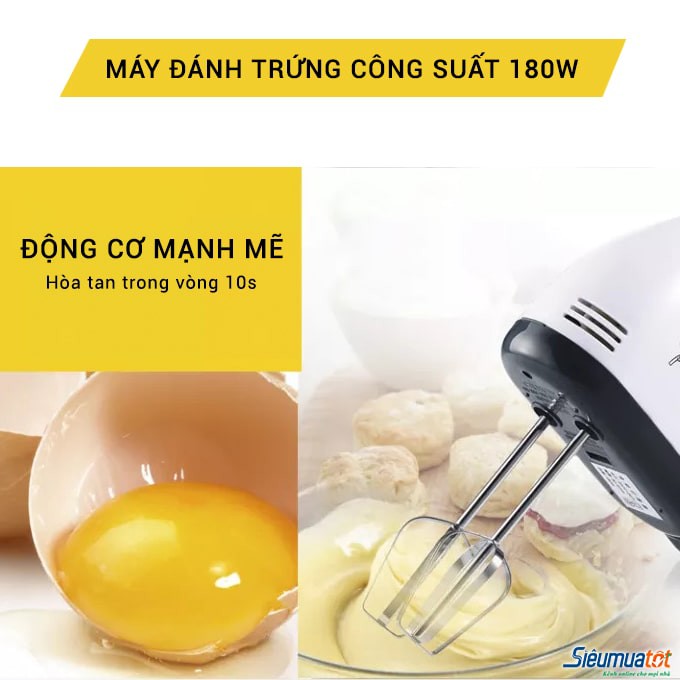 [FREESHIP] Máy Đánh Trứng Cầm Tay, Máy Đánh Trứng Mini Cầm Tay Scarlett 7 Tốc Độ Cực Mạnh - Hoạt Động Êm Ái