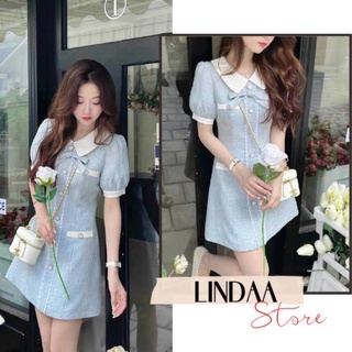 Đầm dự tiệc xanh vải bố tiểu thư