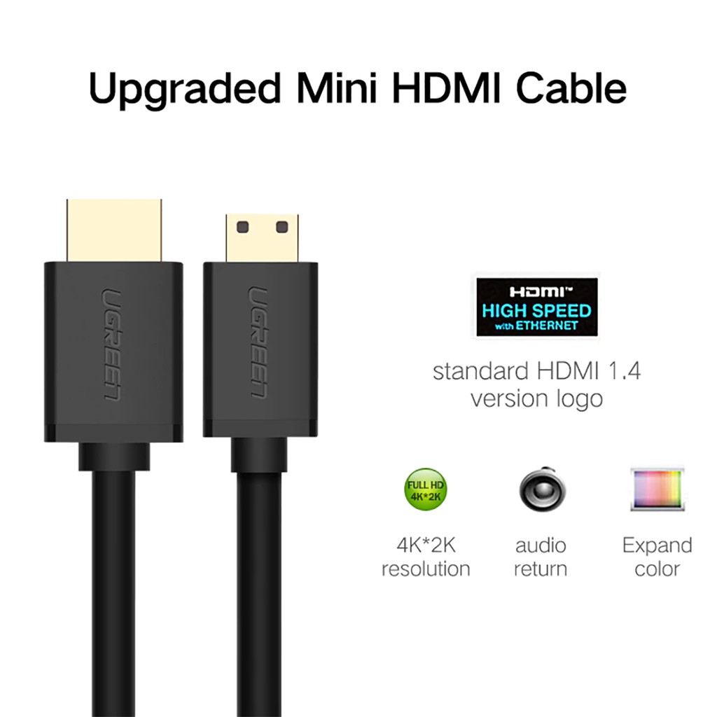 Cáp Mini HDMI ra HDMI 2.0 Cao Cấp UGREEN | Hỗ trợ 4k@60Hz