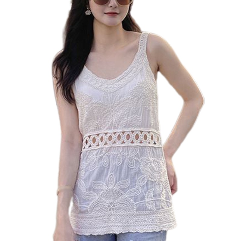 Áo Hai Dây Dệt Kim Họa Tiết Bướm Phong Cách Boho Cho Nữ