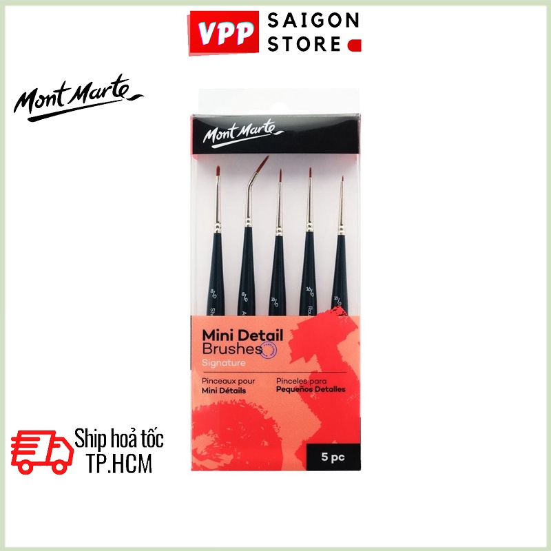 Bộ 5 Cọ Mini Detail Mont Marte - Mini Detail Brushes Signature 5pc - BMHS0033