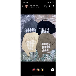 set áo len kẻ gồm áo ngoài