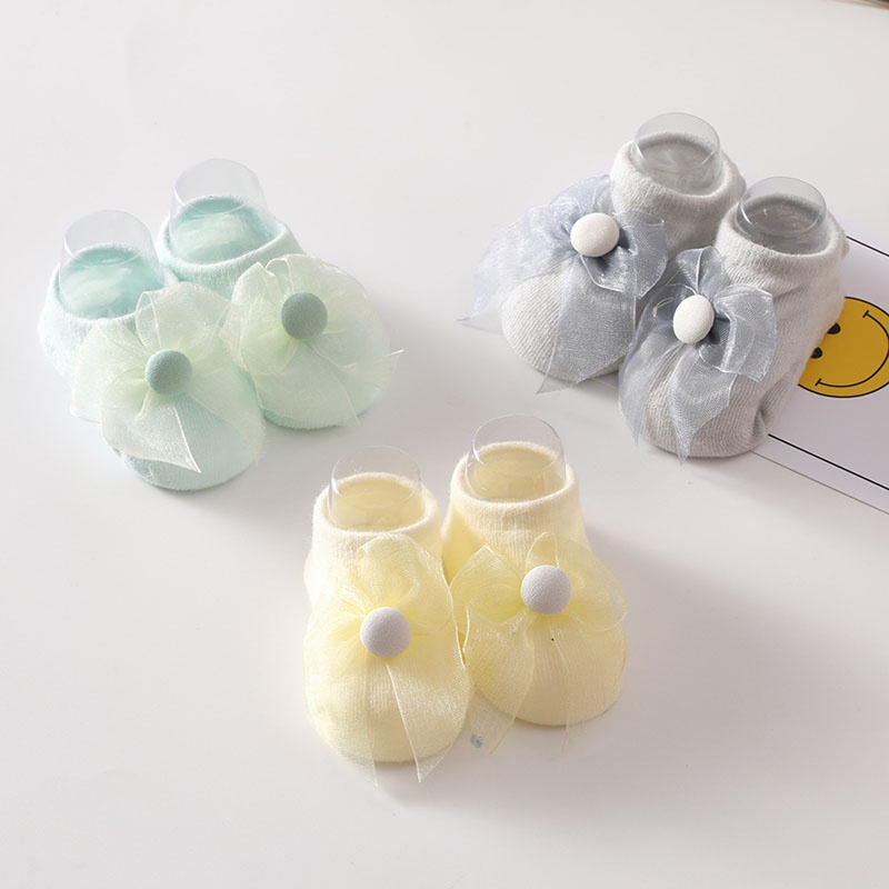 Set đôi vớ và băng đô co giãn đính nơ xinh xắn đáng yêu dành cho bé gái