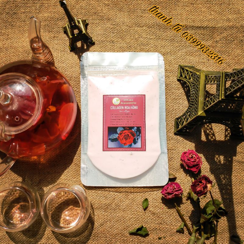 100 Bột mặt lạ dẻo colagen hoa hồng tươi nguyên chất