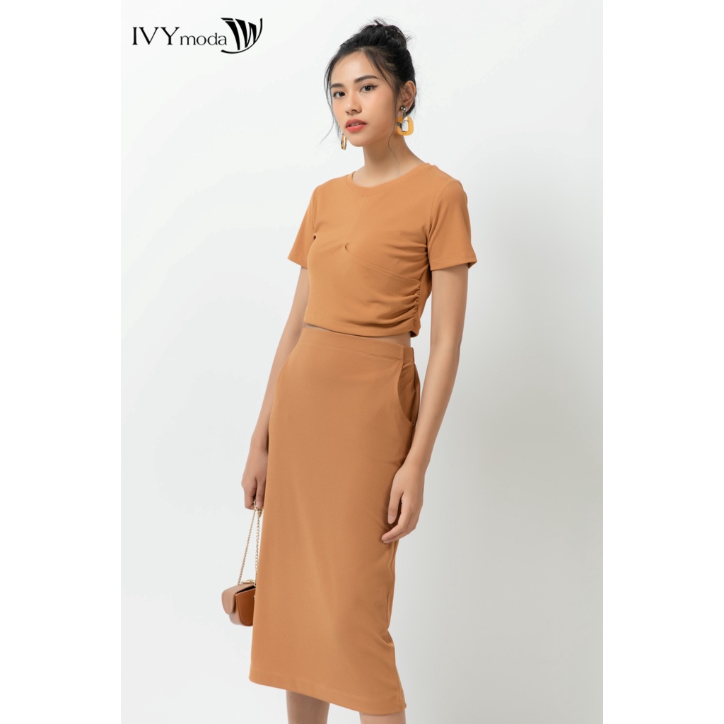 Chân váy thun gân nữ dáng ôm IVY moda MS 30M6751