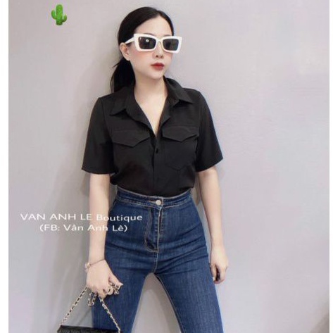 Áo sơ mi 2 túi lật tay chuẩn đẹp siêu xinh(B.C)