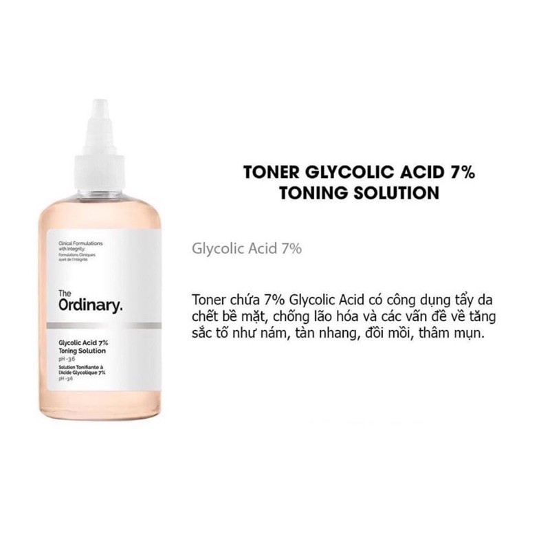 Toner Dưỡng sáng đều màu da The Ordinary Glycolic Acid 7% Toning Solution 240ml