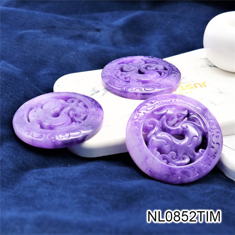 Ngọc bội resin họa tiết tròn 50mm nguyên liệu làm trâm làm trang sức cổ trang việt phục