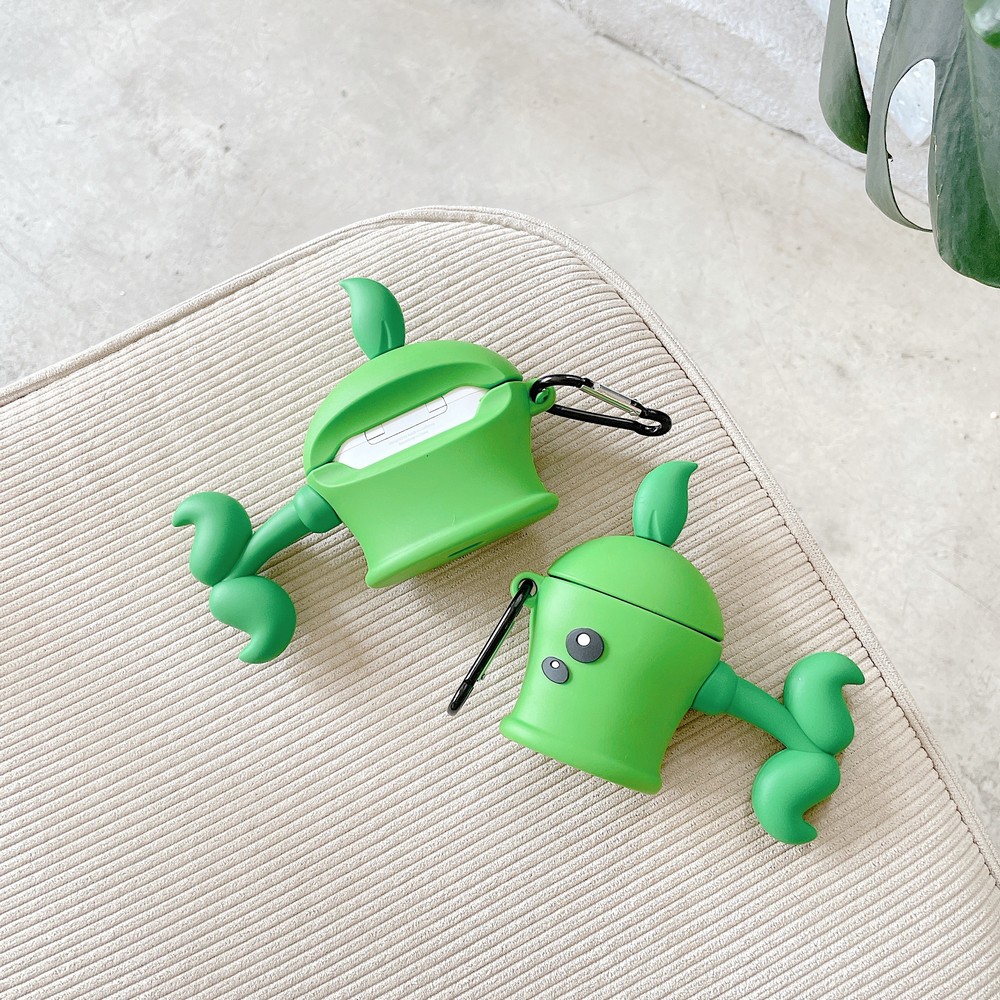 Vỏ Bảo Vệ Hộp Sạc Tai Nghe Airpods 12 Pro Bằng Silicon Tpu Hình Plants Vs. Zombies 360