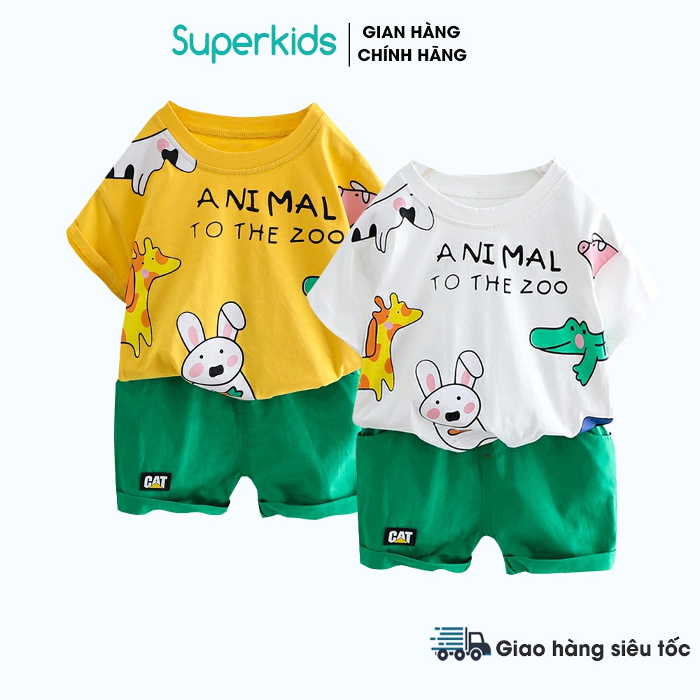 Bộ cộc tay Animal cho bé trai, bé gái QATE598, quần áo trẻ em Superkids