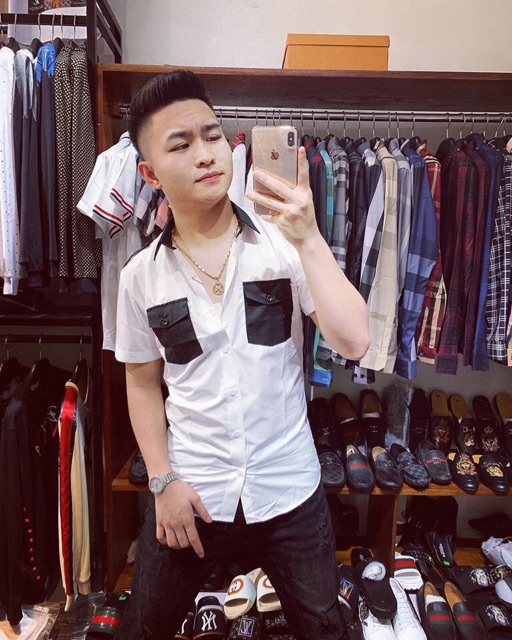 Sơ mi ngắn tay nam_ Áo sơ mi cộc tay Trắng 2 túi ngực CAO CẤP