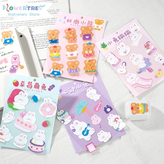 Miếng Dán Flowertree Sticker Hình Gấu Và Thỏ Xinh Xắn Dùng Trang Trí Nhật Ký
