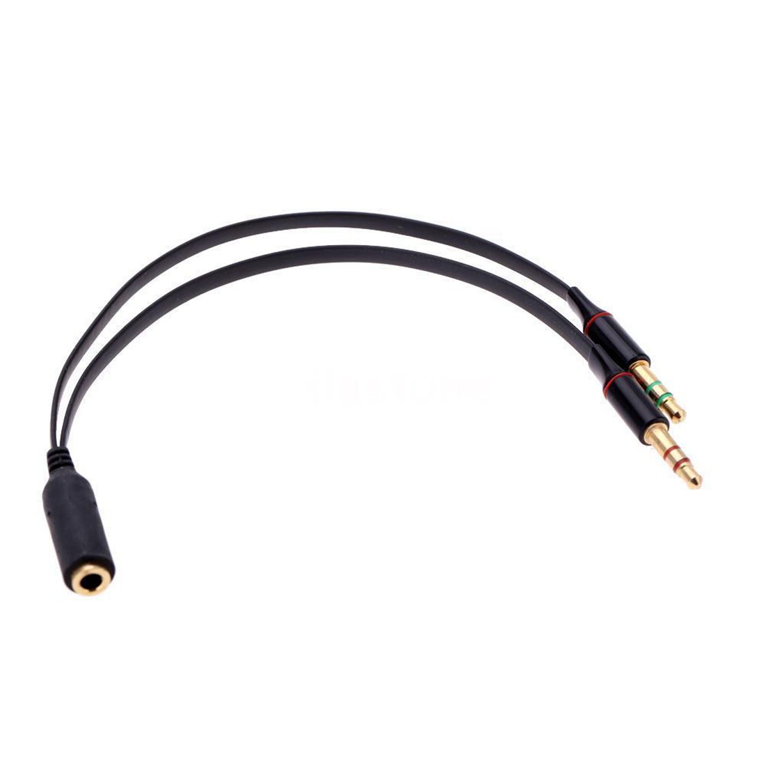 Black 3.5mm Y Splitter 2 Jack Male to 1 Female Headphone Mic Audio Adapter DI3K