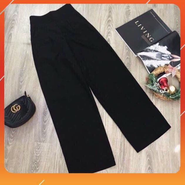 Quần tây ống rộng nữ đi học lưng cao khoá sườn dáng suông vải tuyết mưa màu đen học sinh sinh viên cực tôn dáng | BigBuy360 - bigbuy360.vn