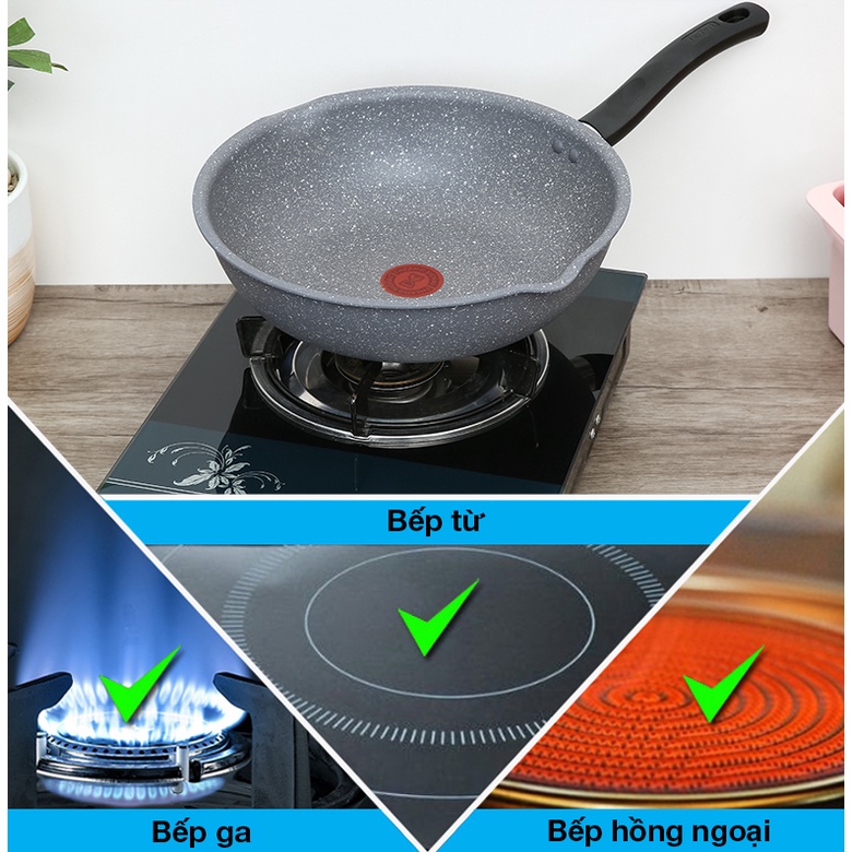 Chảo lòng sâu chống dính Tefal Cook Healthy 24cm/26cm/28cm - Sử dụng bếp từ