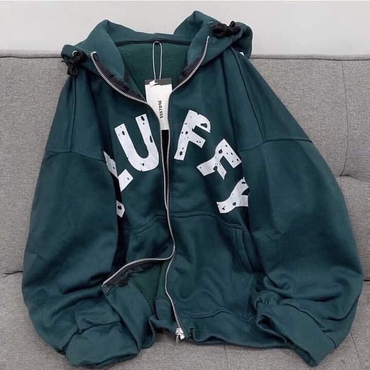 Áo Khoác Nỉ Nam Nữ, Áo Hoodie Nỉ Flu Basic Form Rộng Tay Bồng Khóa Kéo Có Mũ