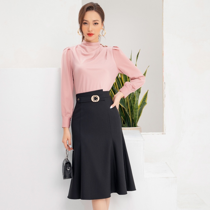 Áo Sơ Mi Dài Tay NK Fashion Dáng Xếp Vai Thiết Kế Thanh Lịch, Chất Vải Nhập Hàn Cao Cấp NKSM2112004