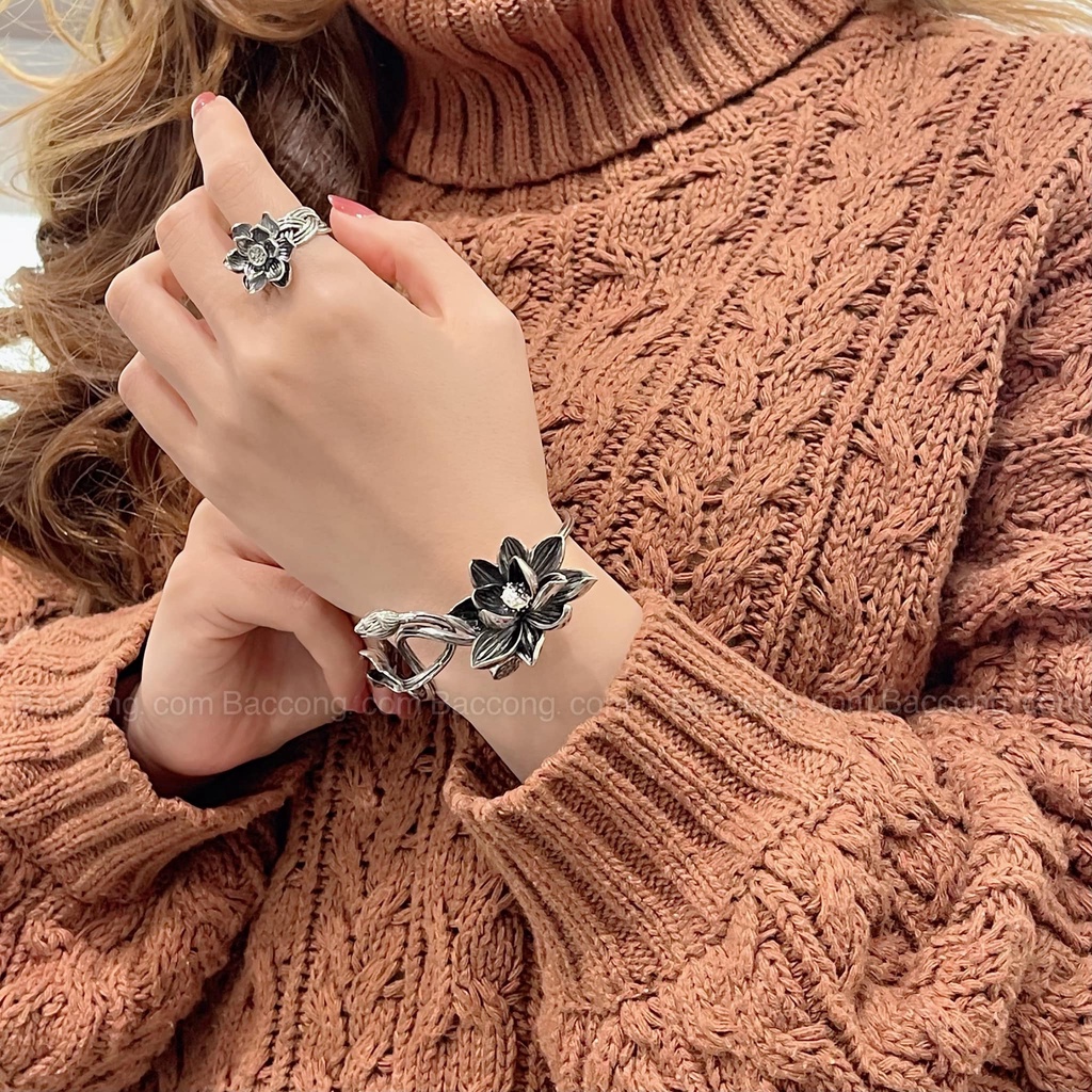 Bộ sản phẩm hoa sen bạc 999