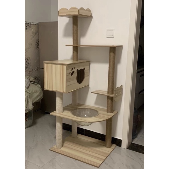 Sẵn M3- Cattree gỗ cao 157cm cho mèo chắc chắn, bền đẹp