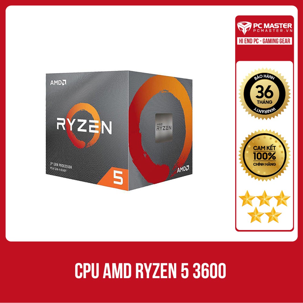 CPU AMD Ryzen 5 3600 (3.6GHz turbo up to 4.2GHz, 6 nhân 12 luồng, 32MB Cache, 65W)