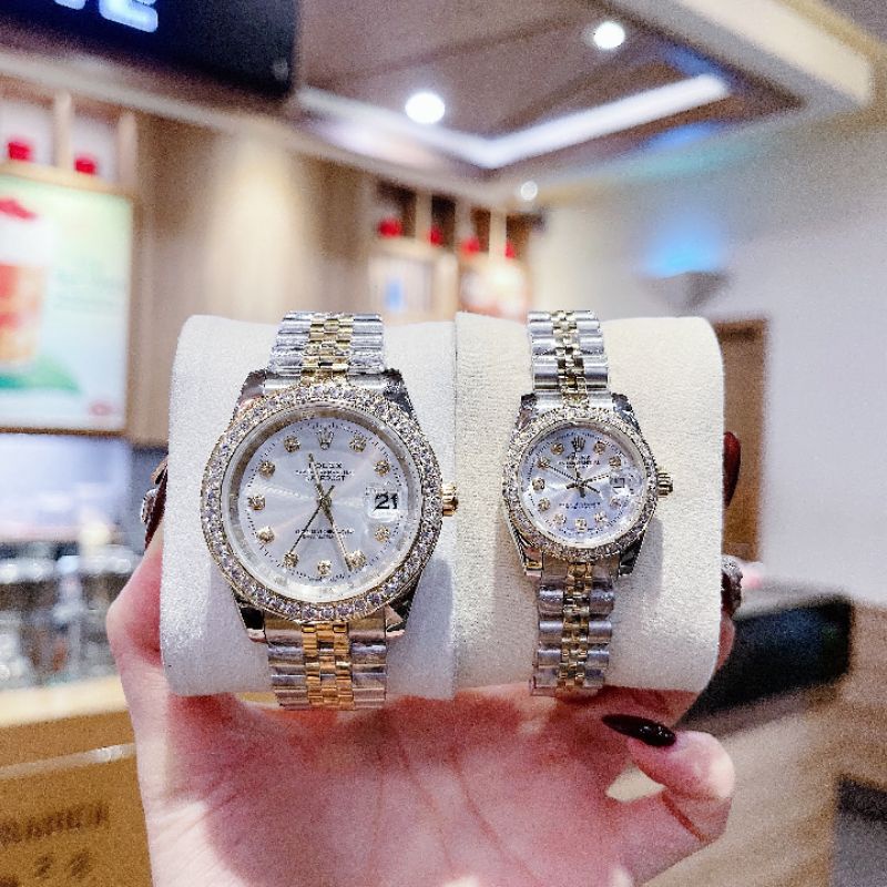 CẶP Đồng hồ nam nữ ʀ.ᴏʟᴇx máy pin - case 28mm 42mm